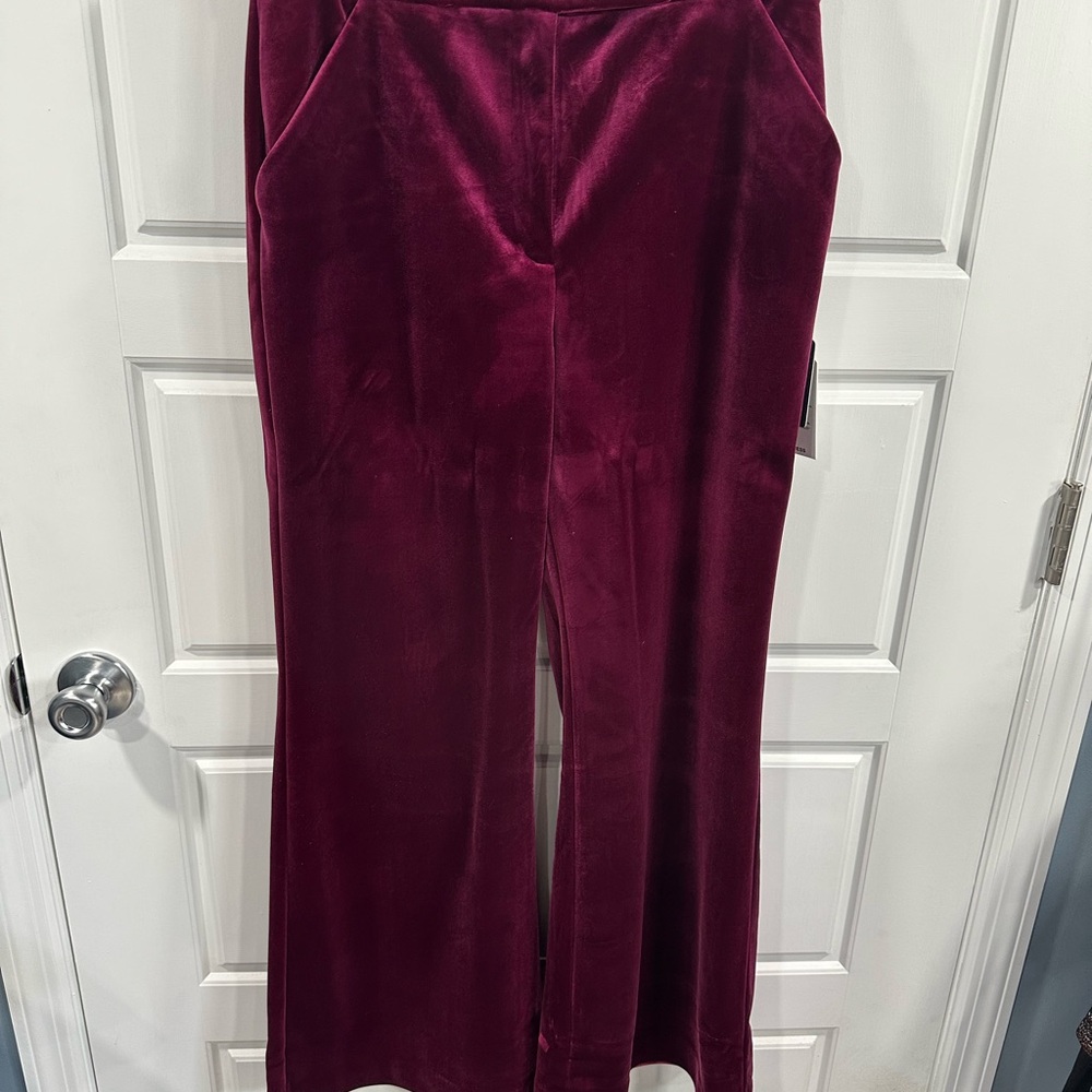 Plush Burgundy Velvet Pants